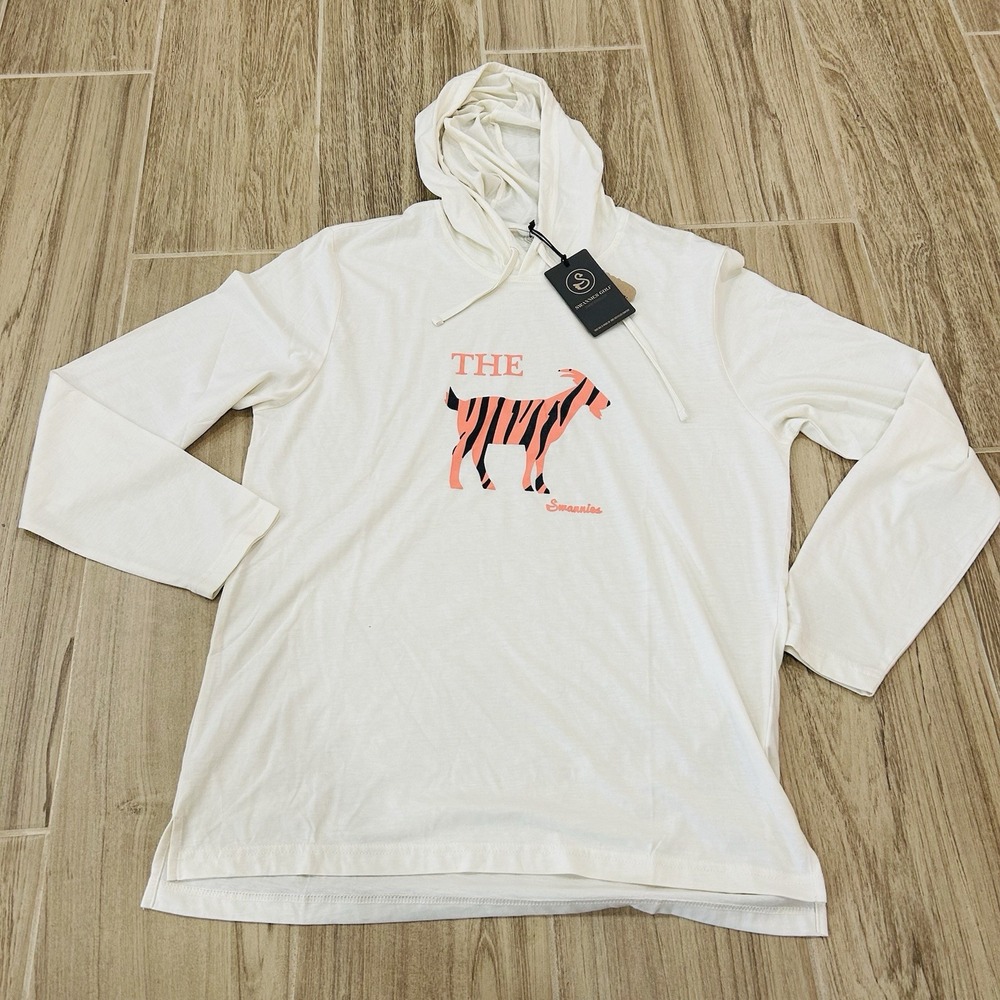 Swannies Golf "The Goat" Tiger Woods Graphic Golf Hoodie white Mens Large New - Picture 1 of 9
